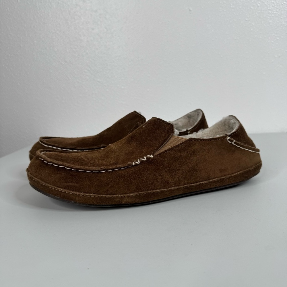 Olukai Women’s Brown Leather Nohea Slippers Size 10 - Picture 3 of 8